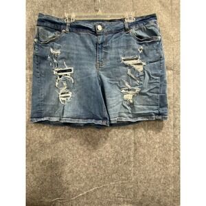 maurices Denim Shorts Distressed Ripped Blue Jean Plus Size 20W